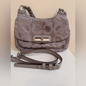 Coach Sand/Champagne Color Handbag with Classic C Pattern
